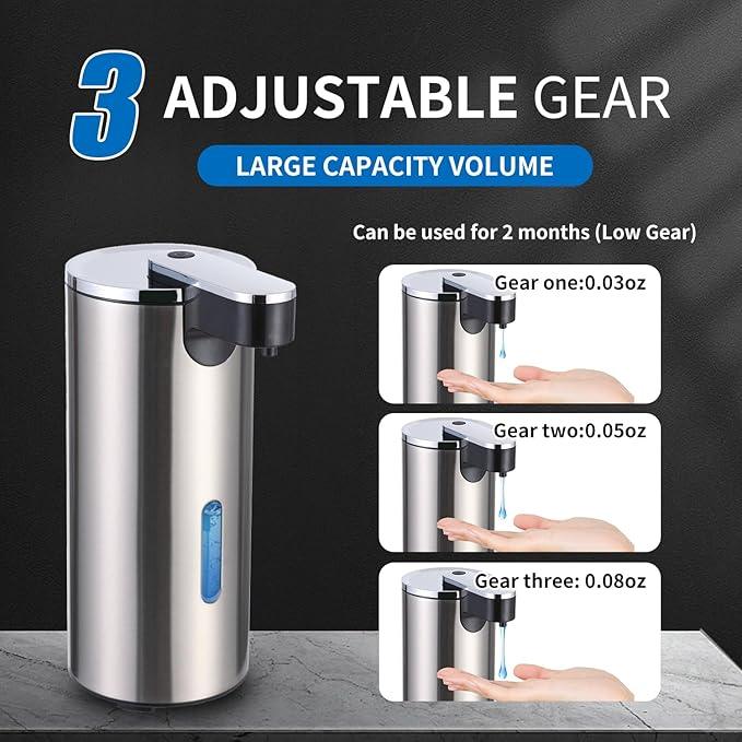 Automatic Soap Dispenser, Automatic Soap Dispenser Touchless, Kitchen & Bathroom, 3 Adjustable Volume for Liquid Soap, Water-Resistant, Hotel, Restaurant and School, Clog-Free, Stainless Steel - ModernBath