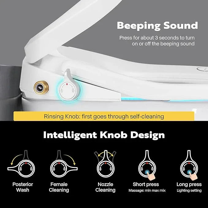 VIVOHOME Smart Heated Bidet Toilet Seat with Self-Cleaning Nozzle for Rear and Front Cleansing, Warm Air Dryer with Adjustable Temperature Settings, Soft Close Lid, Nightlight - ModernBath