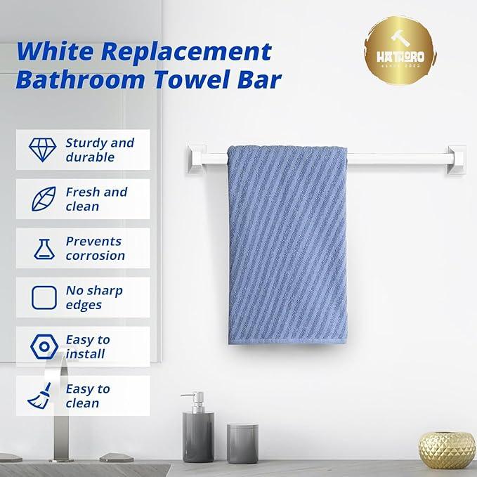 36 Inch Adjustable Towel Bar | White Plastic Towel Bar Replacement Rod for Ceramic Holder | Made to Be Cut to A Desired Length - ModernBath