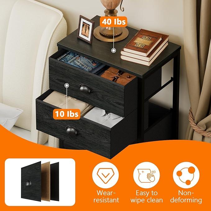 Furnulem Bedroom Dresser, Tall Chests of Drawers with 7 Fabric Bins, Black Organizer in Closet, Dorm, Living Room, Nursery, Hallyway-Storage Tower Unit, Sturdy Steel Frame - ModernBath