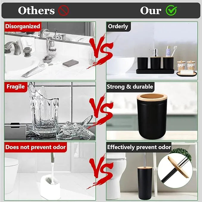 SLDIYWOW Black Bathroom Accessories-Bathroom Sets with Shower Curtain and Rugs, No Slip Bathroom Rugs Super Absorbent, Black Waterproof Shower Curtain with Hooks,Black Bathroom Sets Complete for Home - ModernBath