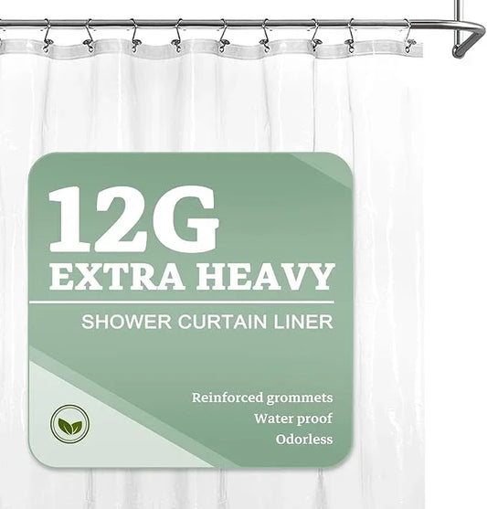 Barossa Design Extra Heavy Duty Shower Curtain Liner Thick - Soft Plastic Shower Liner Waterproof with Grommets & 3 Magnets, Clear, 72"x72" - ModernBath