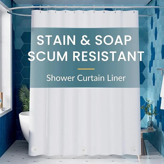Titanker White Shower Curtain Liner 72 x 78 Long Plastic Shower Liner PEVA Shower Curtain with Liner for Bathroom, Waterproof Lightweight Shower Liner with Magnets and Rustproof Metal Grommet Holes - ModernBath