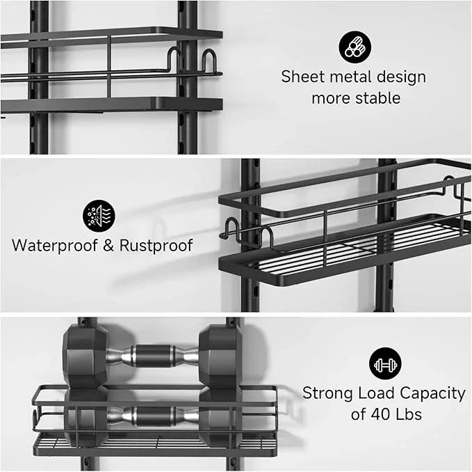 XDMsuxd Shower Caddy Hanging Rustproof, 4 Tier Adjustable Hanging Shower Caddy Over Showerhead, No Drilling Handing Shower Racks for Bathroom Shampoo Soap Storage - ModernBath