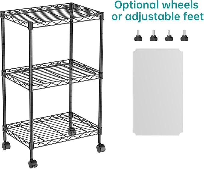 SINGAYE Shelf Closet Wire Shelving：Adjustable Metal Unit for Laundry Room Organization Bathroom Kitchen Home Storage with Wheels Small Pantry Rack Shelves - ModernBath