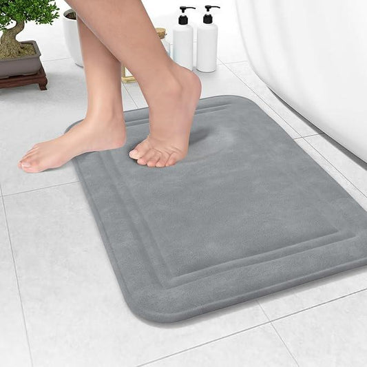 ITSOFT Memory Foam Bath Mat 24x16, Non Slip, Machine Washable, Quick Dry & Absorbent Rugs, Bath Mats for Bathroom Floor, Tub & Shower, Bathroom Rug, Gray - ModernBath