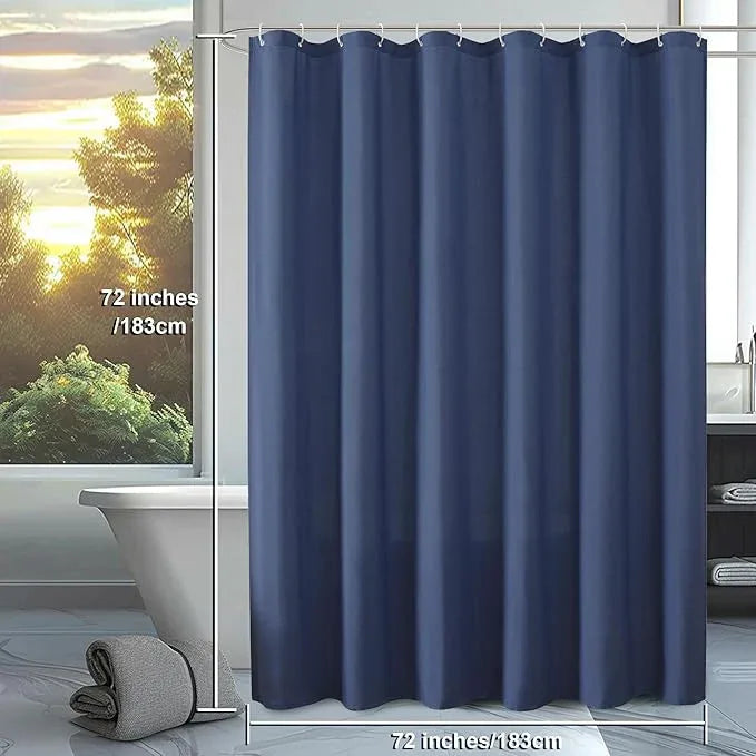 OVZME Zora Dusty Blue Shower Curtain for Bathroom, Fabric Shower Curtain Set with 12 Hooks - Soft Cloth Hotel Spa Quality, Water Repellent, Machine Washable Bath Curtain, Grommets Top, 72Wx72L - ModernBath