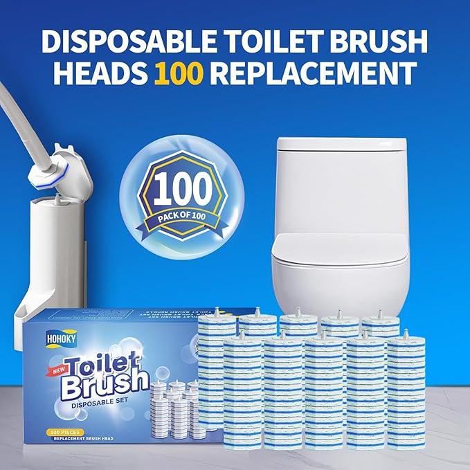 100pc Bulk Toilet Wand Refills - Disposable Toilet Brush Replacement Heads, Pack for Household Cleaning Bathroom cleaners Compatible Heads,washroom mats Brush Cleaning System,Clean Refill Pads. - ModernBath