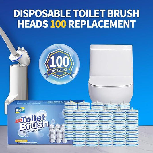 100pc Bulk Toilet Wand Refills - Disposable Toilet Brush Replacement Heads, Pack for Household Cleaning Bathroom cleaners Compatible Heads,washroom mats Brush Cleaning System,Clean Refill Pads. - ModernBath