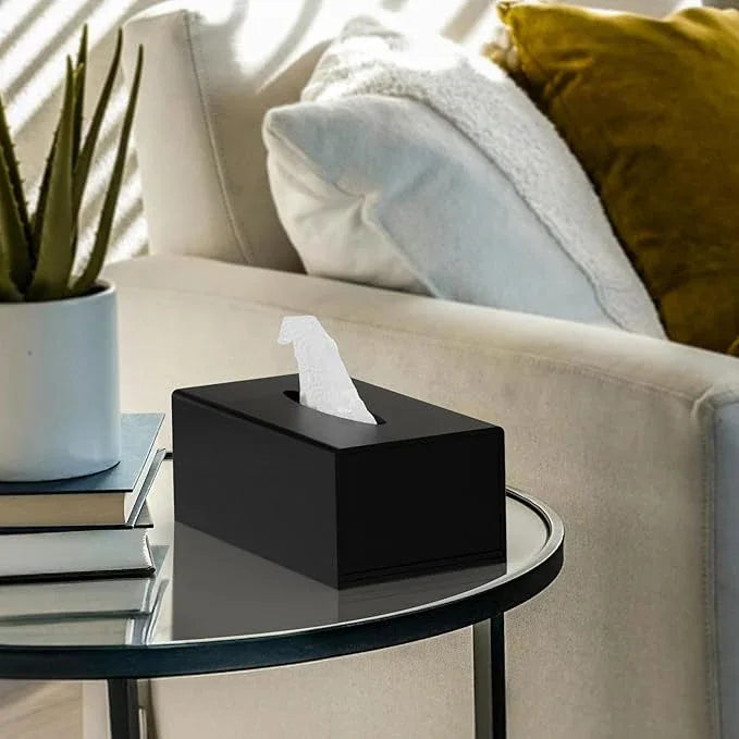 HIIMIEI Acrylic Tissue Box Cover Tissue Holder Napkin Dispenser for Home Office Restaurant-Black - ModernBath