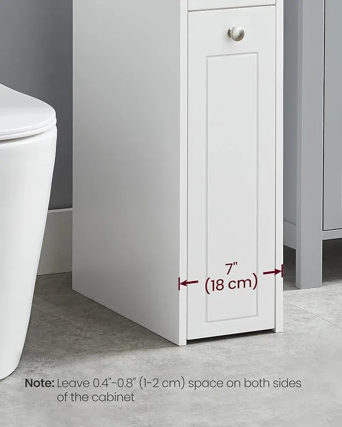 VASAGLE Slim Storage Cabinet, Narrow Storage Organizer with Slide Out Drawers, Freestanding Toilet Paper Holder, Small Space Skinny Cabinet for Bathroom Kitchen Corner, Cloud White UBBC847P31 - ModernBath