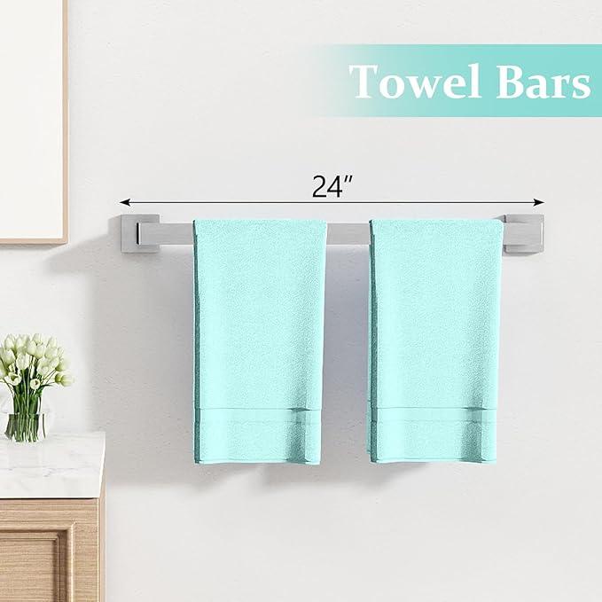 20-Piece Brushed Nickel Bathroom Hardware Set, 24 Inch Bath Towel Bar Set, Stainless Steel Wall Mounted Towel Rack for Bathroom - ModernBath