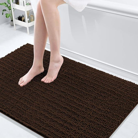Arotive Luxury Chenille Bathroom Rug Mat, Extra Soft Thick Absorbent Shaggy Bath Rugs, Non-Slip Machine Wash Dry, Plush Bath Mats for Bathroom, Shower and Tub, 50x30, Brown - ModernBath