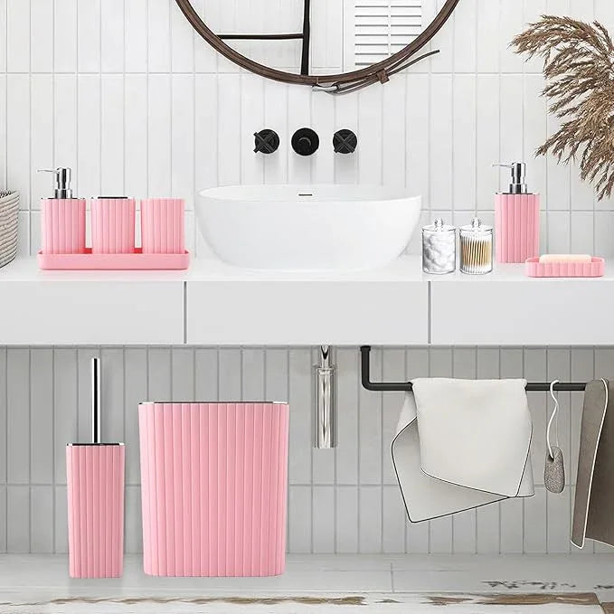 XLHOMO 28PC Bathroom Set - Gorgeous Pink Bathroom Set, Bathroom Accessory Set, Pink Shower Curtain Set with 5PC Shower Caddies - ModernBath