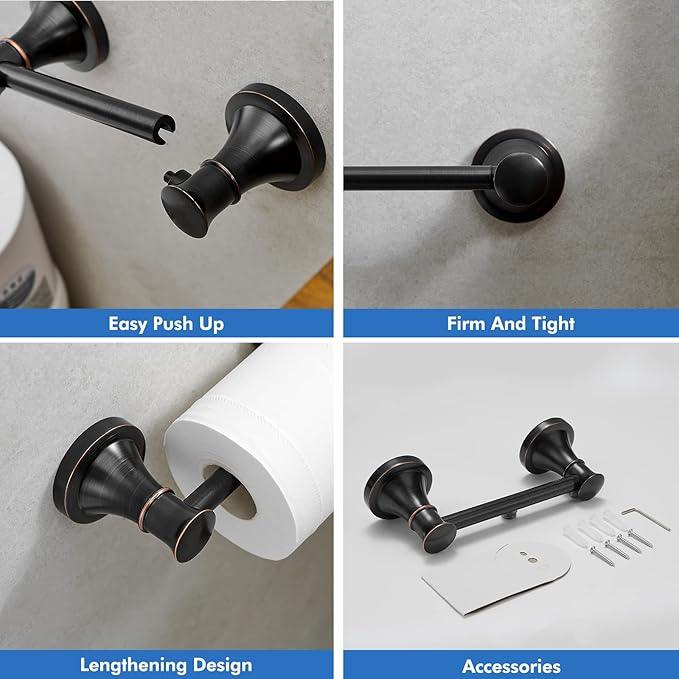 RUMOSE Toilet Paper Roll Holder Bathroom Flexible Pivoting Tissue Handle on Wall Mounted Oil Rubbed Bronze Rustproof Toilet Tissue Roll Holder,Stainless Steel - ModernBath