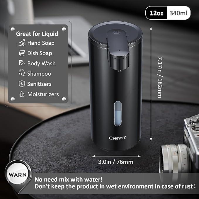 Automatic Soap Dispenser, Automatic Soap Dispenser Touchless, Kitchen & Bathroom, 3 Adjustable Volume for Liquid Soap, Water-Resistant, Hotel, Restaurant and School, Clog-Free, Black - ModernBath