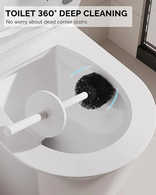 WZKALY Toilet Brush and Holder Set, Stainless Steel Toilet Bowl Brush with Lid, Rust Proof Toilet Cleaner Brush with Caddy, Durable Bristles, Splash Proof, Ideal for Bathroom（1 Pack, White） - ModernBath