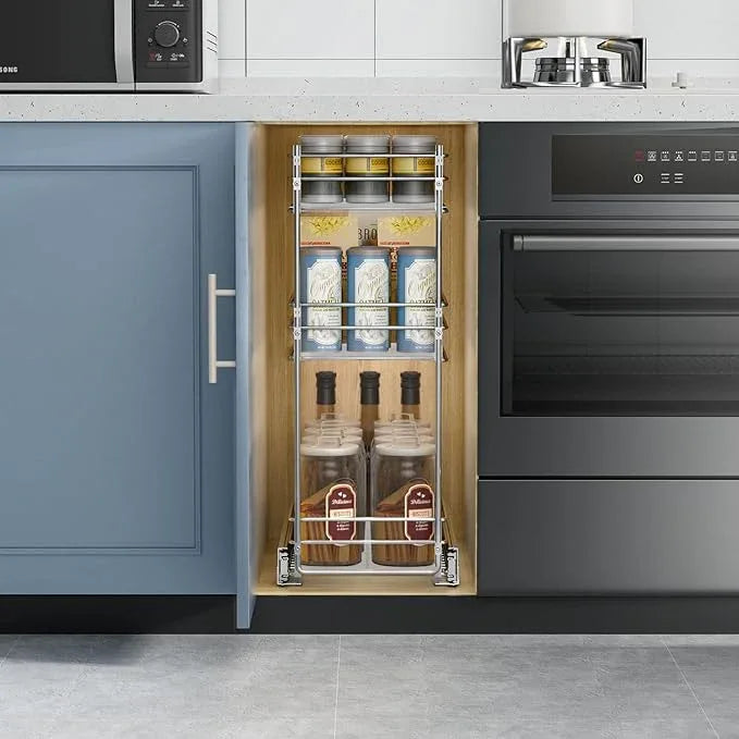 ROOMTEC Pull Out Spice Rack for Narrow Cabinet (6" W X 20½" D),3 Tier Heavy Duty Sliding Spice Cabinet Organization Shelf Racks, Pull Out Shelves Under Cabinet Storage for Kitchen - ModernBath