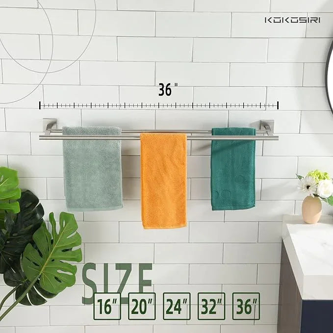 KOKOSIRI Towel Holder Bath Towel Bar with Two Rails for Bathroom Kitchen Towel Racks 36 Inch Brushed Nickel Stainless Steel B5005BR-L36 - ModernBath