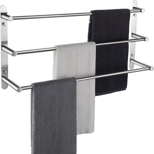 KOKOSIRI Bath Towel Bars Stainless Steel Bathroom 3-Tiers Ladder Towel Rack Wall Mount Towels Shelves, Brushed Nickel, B5002BR-L24 - ModernBath