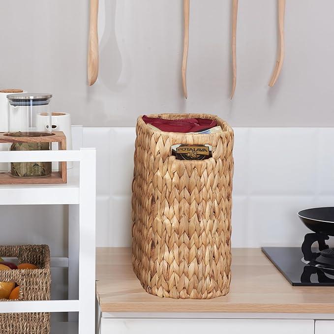 ELONG HOME Toilet Paper Storage for 9 Rolls, Water Hyacinth Wicker Toilet Paper Storage Holder, Toilet Paper Basket with Built-in Handles - ModernBath