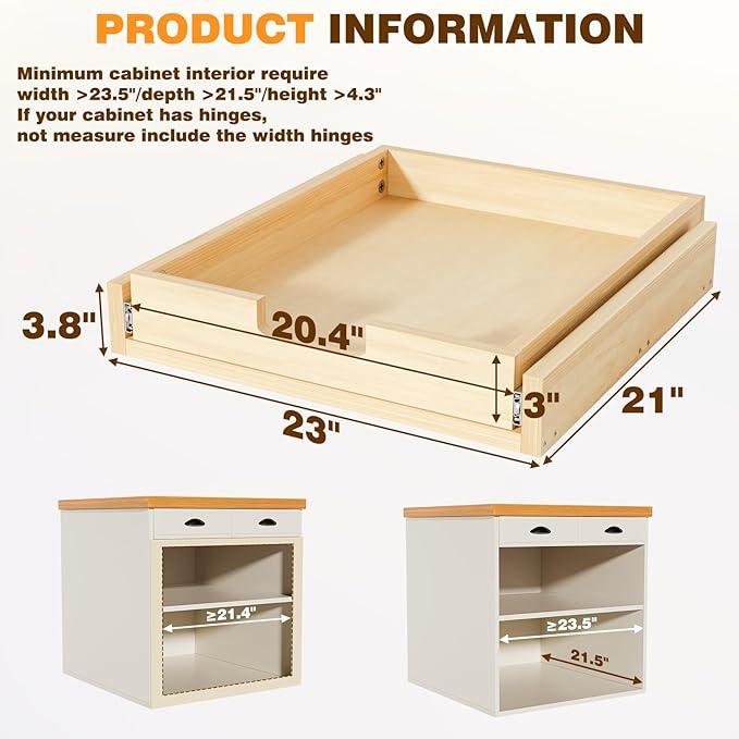 Pullout Cabinet Organizer, 23''W×21''D×3''H Slide Out Shelves for Kitchen Cabinets, Pull out Drawers for Kitchen Cabinets, Pantry, Bathroom, & Storage Organization - ModernBath