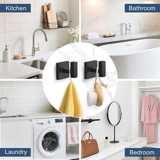 TURS 5-Pieces Matte Black Bathroom Hardware Accessories Set 23.6" Towel Bar Set Wall Mounted Square Toilet Paper Holder with Shelf Stainless Steel - ModernBath