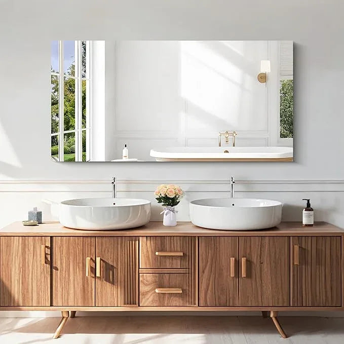 KOCUUY Frameless Mirror, 24x48 Inch Rectangle Bathroom Vanity Mirror for Over Sink, Upgraded Shatterproof Unframed Design for Bedroom, Living Room, Entryway - ModernBath