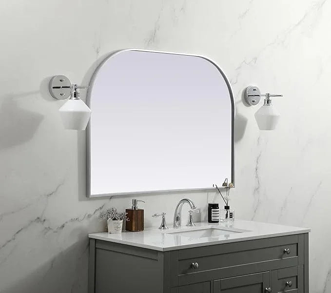 Illuminate, Metal Frame Arch Mirror 42X30 Inch in, Modern, Silver - ModernBath