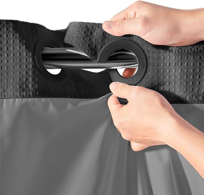 River Dream Heavyweight No Hooks Required Dotted Waffle Weave Shower Curtain with Snap in Liner -Extra Long 71W x 86H,Hotel Grade,Spa Like Bath Curtain,Graphite Grey - ModernBath