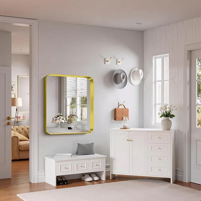 FORBATH 30x36 Inch Bathroom Mirror, Brushed Gold Deep Frame Wall Mirror with Rounded Corners, Anti-Rust Tempered Glass for Modern Farmhouse Vanity (Horizontal/Vertical Hanging) - ModernBath