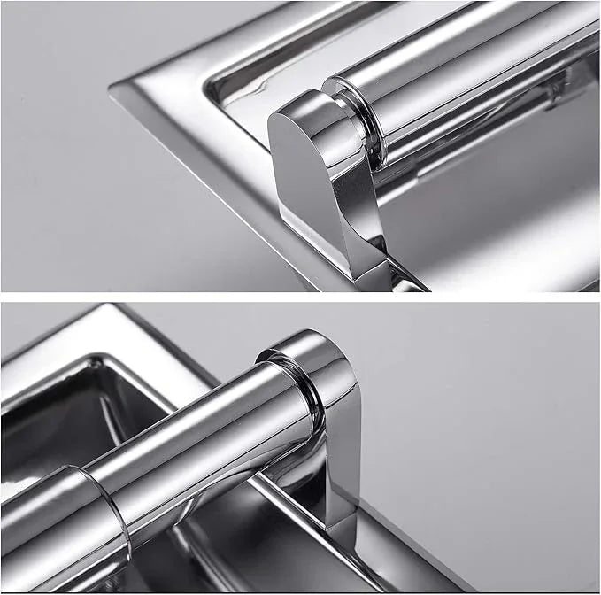 Smack Polished Chrome Recessed Toilet Paper Holder, Bathroom Wall Mount Recessed Toilet Tissue Roll Paper Holder Include Rear Mounting Bracket - ModernBath