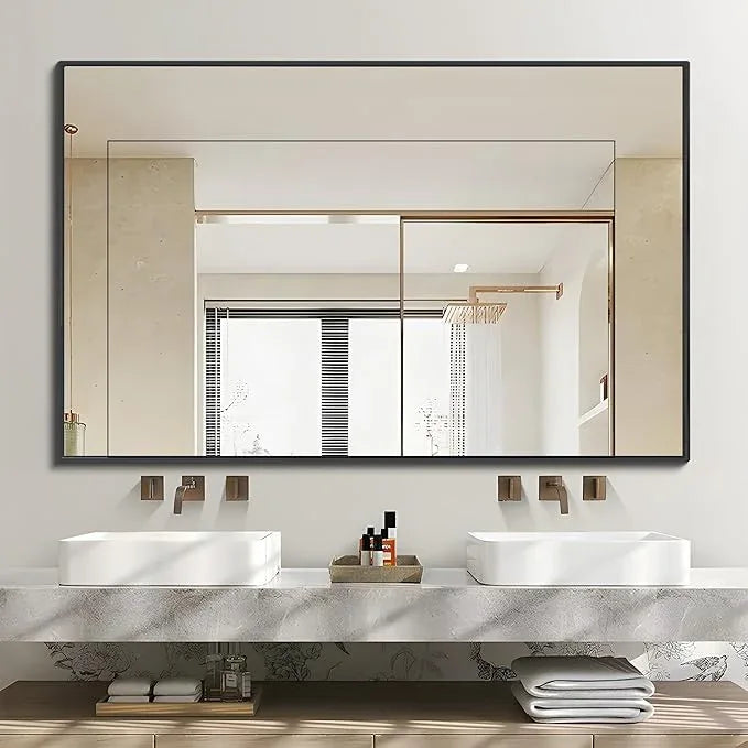 DESBING Black Bathroom Mirror for Wall, 30x48 Inch Rectangle Mirrors with Metal Frame, Modern Vanity Wall Mirror Decor for Entryway Hangs, Bathroom, Living Room Horizontal or Vertical - ModernBath