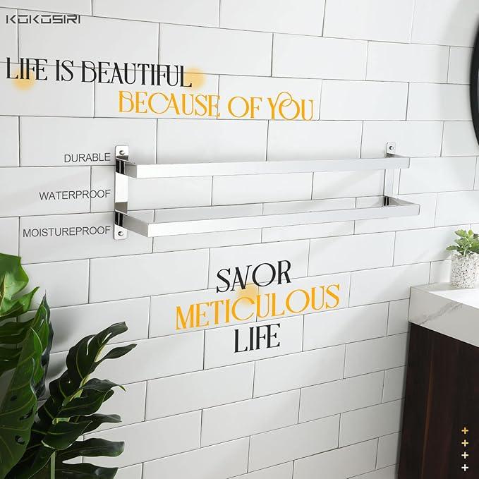 KOKOSIRI Towel Bars Bath Towel Holders 32 Inches Chrome Bathroom 2-Tiers Ladder Towel Rails Wall Mounted Towels Shelves Rack Polished Stainless Steel, B5008CH-L32 - ModernBath