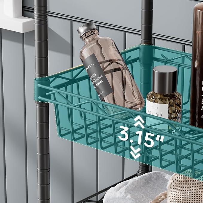 SINGAYE Shelf Closet Wire Shelving：Adjustable Metal Unit for Laundry Room Organization Bathroom Kitchen Home Storage with Wheels Pantry Rack Shelves - ModernBath