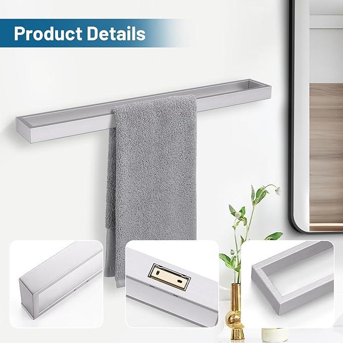 TNOMS Single Towel Bar Towel Holder Bathroom Hardware Accessories,Stainless Steel Wall-Mounted Towel Rack Towel Rail,24 Inches Brushed Nickel - ModernBath