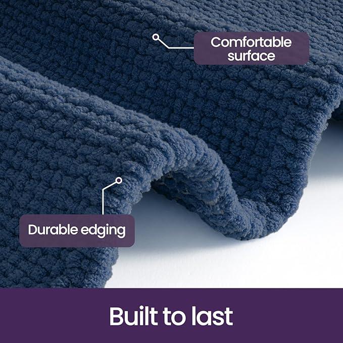 DEXI Bathroom Rugs 24x36, Non Slip Washable Bath Mat, Absorbent Chenille Bathmat, Ultra Soft Thick Carpet for Tub Shower Floor, Navy - ModernBath