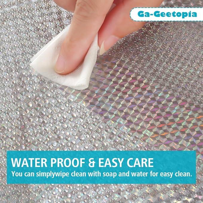 Ga-Geetopia Holographic 3D EVA Shower Curtain Liner Ice Cube, 72x72 Medium Weight Clear Plastic Bathroom Shower Curtain with Rustproof Metal Grommets for Shower Stall, Bathtubs - ModernBath