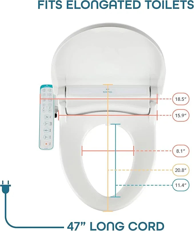 BidetMate 1000 Series Electric Bidet with Dryer, Heated Smart Toilet Seat with Heated Water, & Side Control Panel - Adjustable and Self-Cleaning Smart Home Device - Elongated - ModernBath