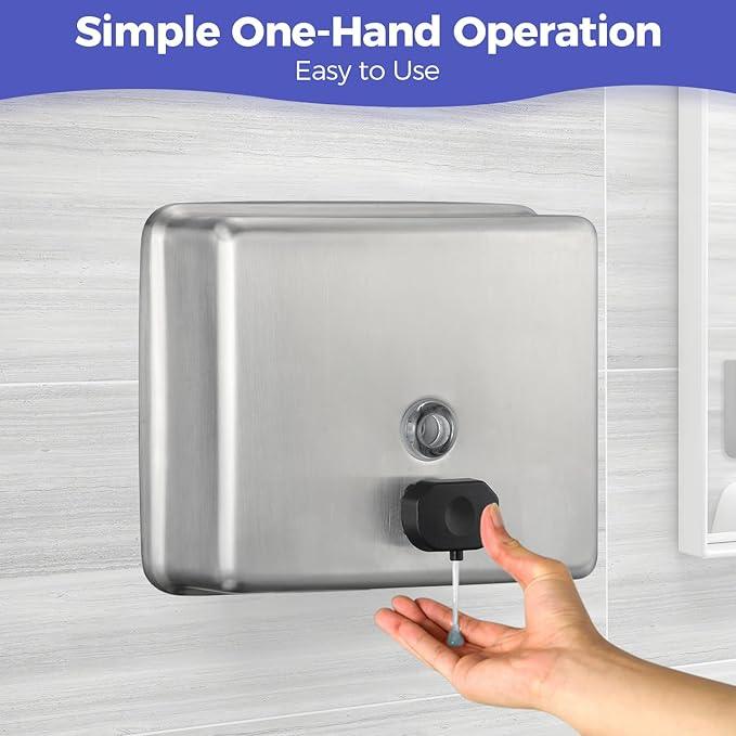 Stardrix Stainless Steel Extra Large 1400ml/47oz Capacity Industrial Grade Soap Dispenser, Commercial Wall Mount Bathroom Hand Soap Dispenser with Corrosion Proof Lining and Anti-Leak Pump - ModernBath