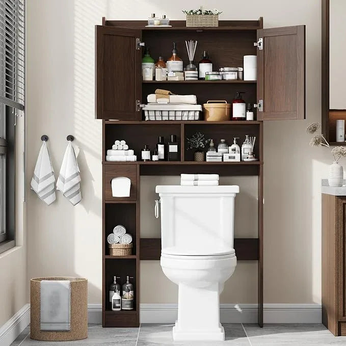 Over The Toilet Storage Cabinet, Farmhouse Storage Cabinet Over Toilet with Barn Door，Home Space-Saving Toilet Rack, for Bathroom, Restroom, Laundry - ModernBath