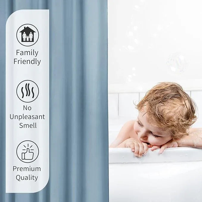 Gibelle Stall Small Shower Curtain Liner 36 x 72 Inches, Light Blue Shower Curtain Liner, Washable Waterproof Fabric Shower Liner for Bathroom, Machine Washable - ModernBath