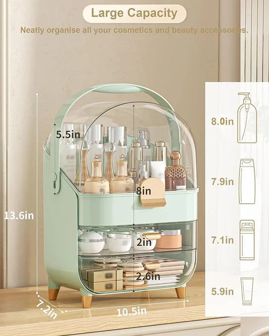 Makeup Organizer Countertop, Skincare Holder Bathroom Counter Organizer, Storage Box Cosmetic Display Cases, Teen Girl Gifts Make up Organizers for Vanity, Dresser (Green) - ModernBath