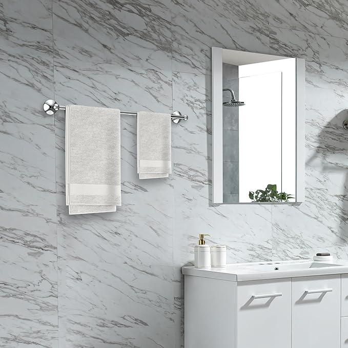 8-Pieces 24" Bathroom Hardware Set, Bathroom Accessory Set, Includes 24" Adjustable Bath Towel Bar, Towel Rings Wall Mounted, Toilet Paper Holder, Robe Towel Hooks (Polished Chrome) - ModernBath
