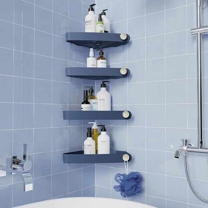 Sotfamily Shower Caddy Corner, 4 Pack Adhesive Corner Shower Shelves for Bathroom Organizers and Storage, Rust Free Plastic Rack for Bathroom Accessories & Decor, Navy - ModernBath