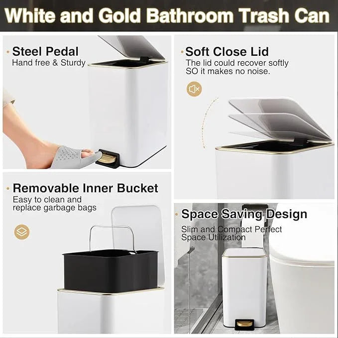 XLHOMO 11PCS Bathroom Sets with Shower Curtain and Rugs Bathroom Accessories Set White Bathroom Set,Soap Dispenser & Toilet Brush Holder Set with Stainless Steel Trash Can - ModernBath