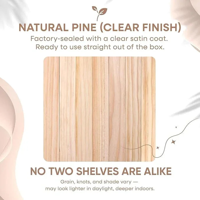 Homeforia 60 inch Natural Floating Shelf, High End Solid Real Wood 60inch Small Floating Shelves for Wall Mounted, Natural Wooden Floating Shelves, Heavy Duty Bracket, 60 X 6.5 X 1.75 in, Set of 2 - ModernBath