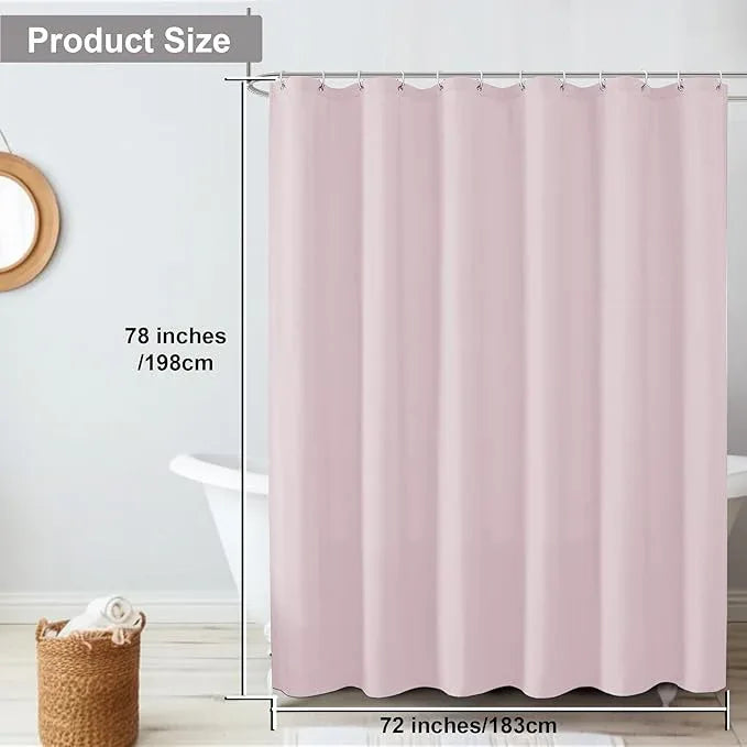 OVZME Zora 78 Inch Shower Curtain Set with 12 Plastic Hooks, Plain Fabric Shower Curtain for Bathroom - Long Shower Curtain, Water Resistance, Machine Washable Soft Cloth, 72WX78L, Blush Pink - ModernBath