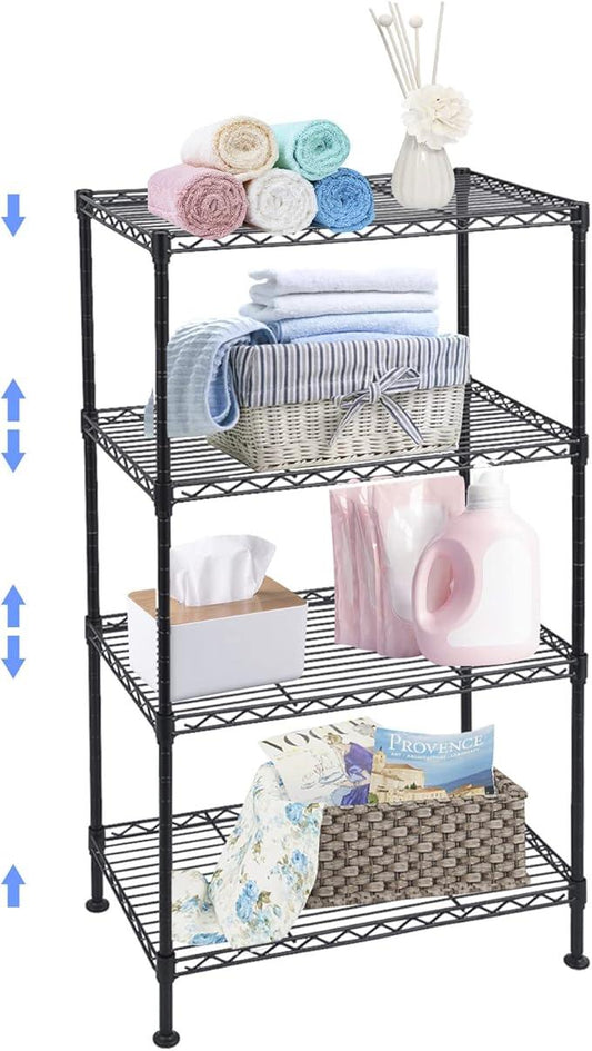 BNSPLY 4 Tier Wire Shelving Unit, Height Adjustable Wire Shelves with NSF Certified, Metal Storage Rack Shelf Unit for Kitchen, Laundry, Bathroom, Pantry, Closet (12" D x 19.7" W x 31.5" H, Black) - ModernBath