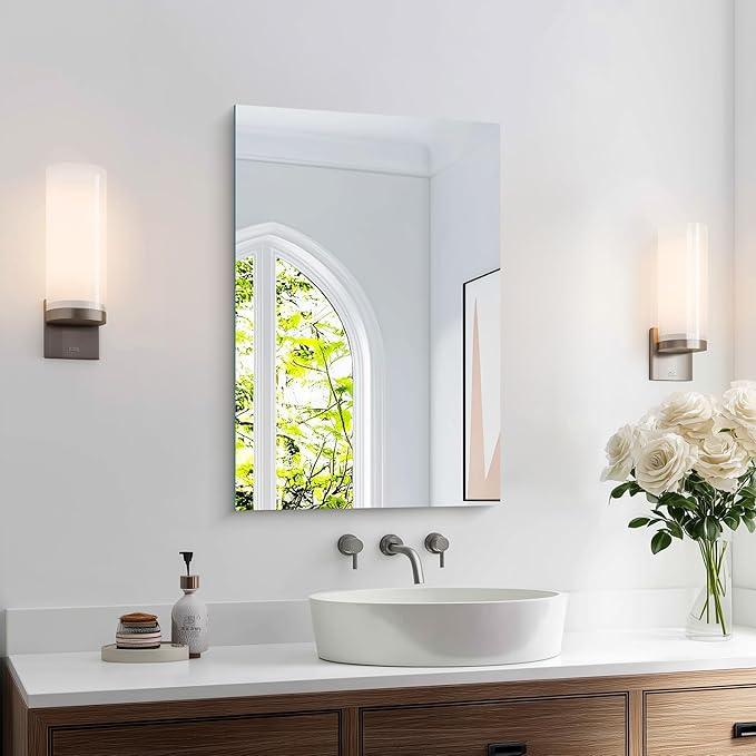 KOCUUY Frameless Mirror, 16"x24" Bathroom Mirror for Over Sink, Unframed Mirrors for Wall Upgraded Shatterproof Design, Modern Decorative for Bedroom, Living Room, Entryway - ModernBath